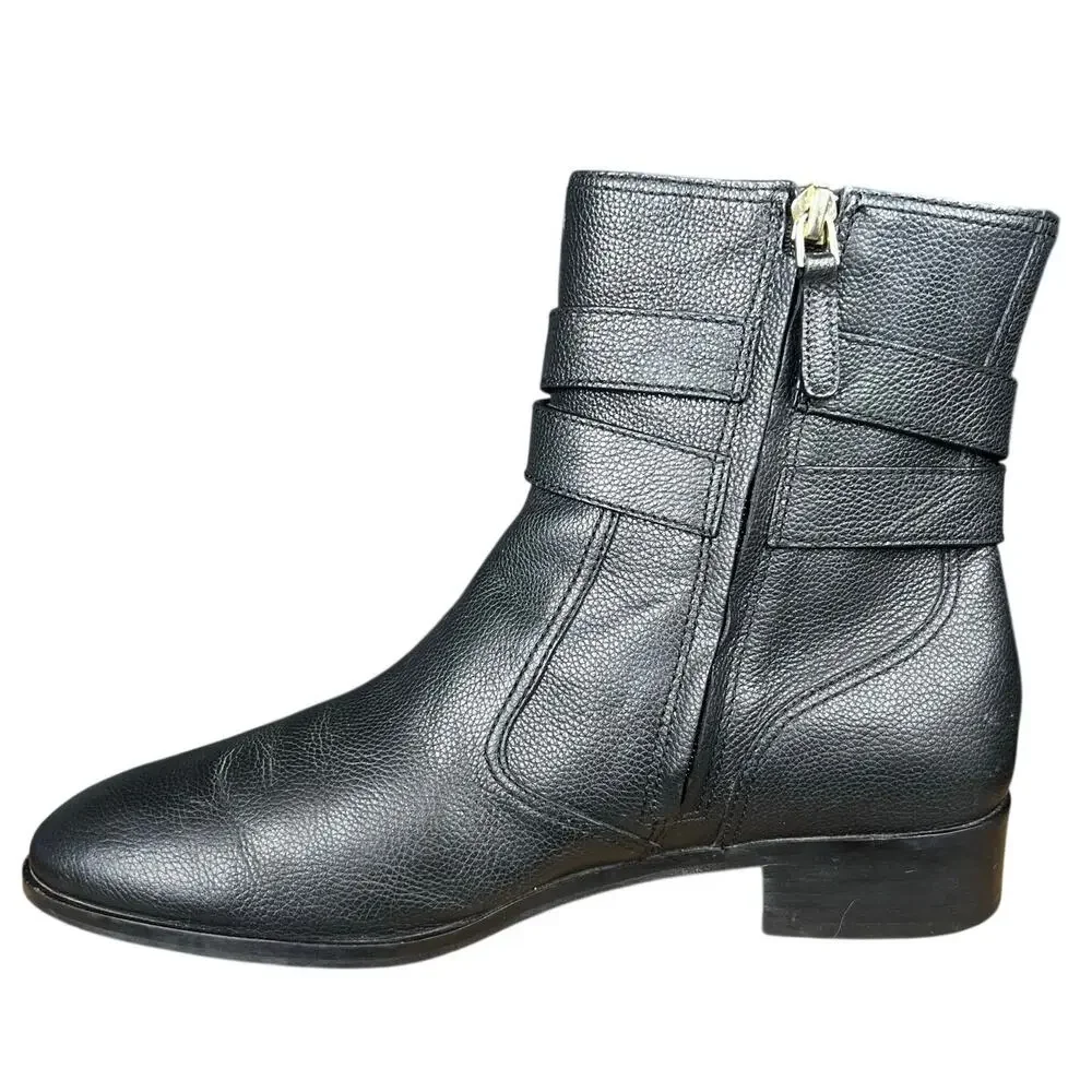 Tory Burch Women’s Gemini Link Black Leather Ankle Boot Size US 9